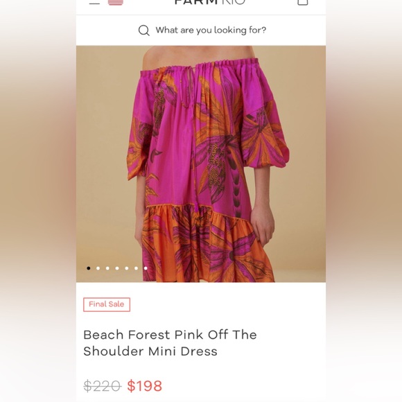 beach forest pink off the shoulder mini dress FARM Rio | Dresses | Bnwt Farm Rio Size:84 inches